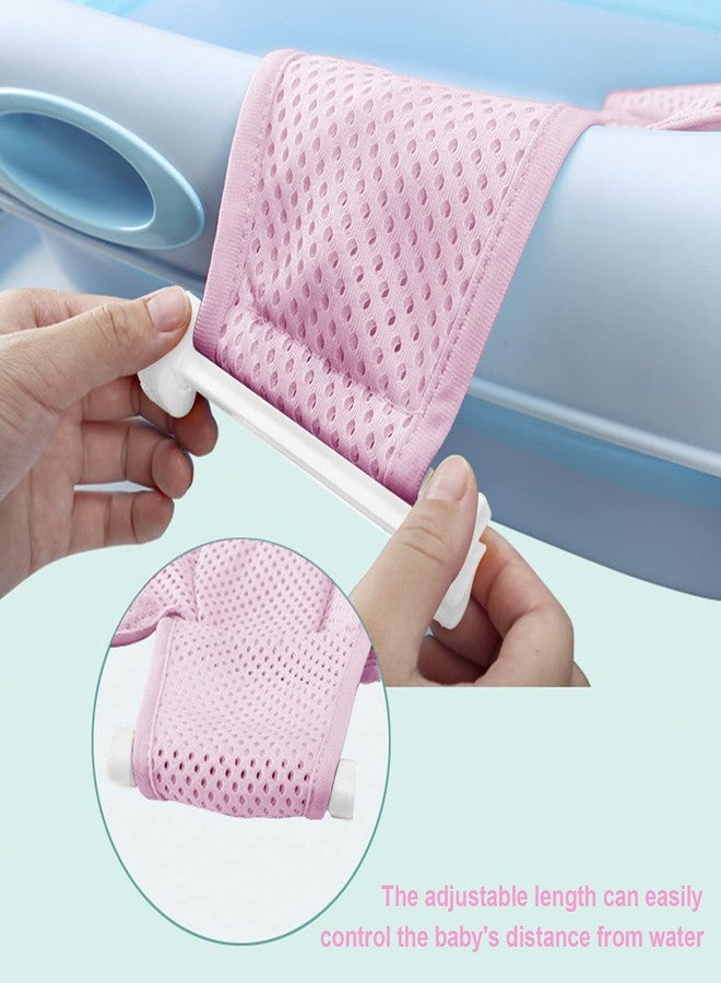 RUIXIA Universal Adjustable Baby Bath Tube Support Mesh Net Soft Breathable Infants Shower Pad Bathing Mat 4-Points Anti-Slip Bathtub Seat with Sponge Cushion Age 0-36 Months, TPink, One Size - Image 4